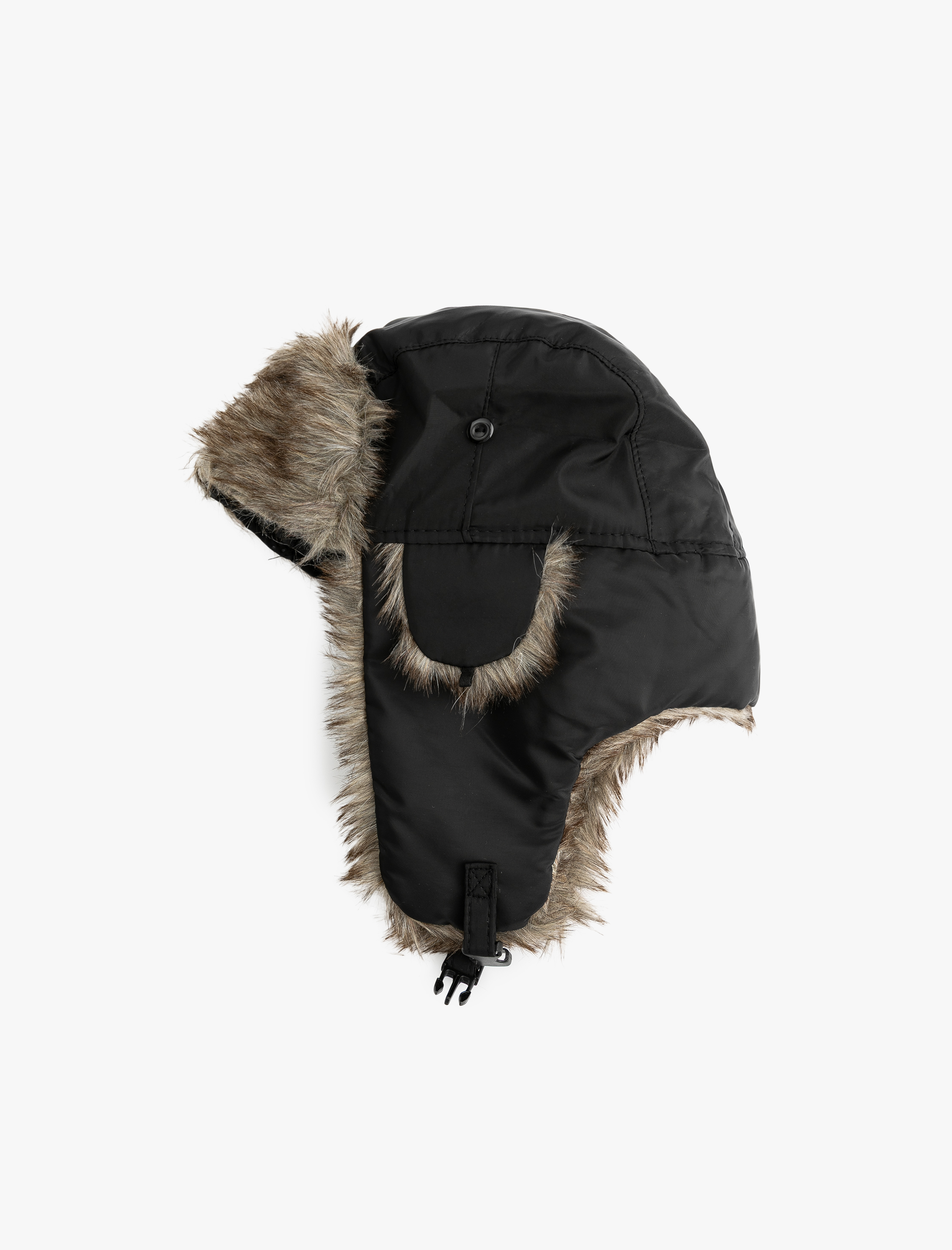  Erkek Suni Kürklü Kayış Detaylı Pilot Şapka