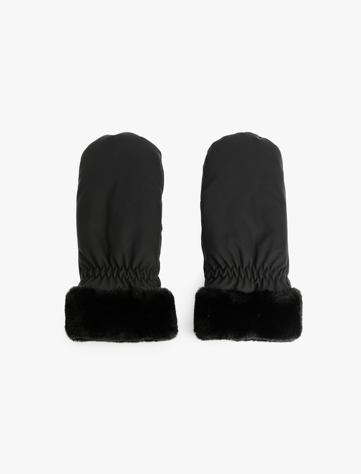 Kadın Suni Kürk Detaylı Astarlı Eldiven