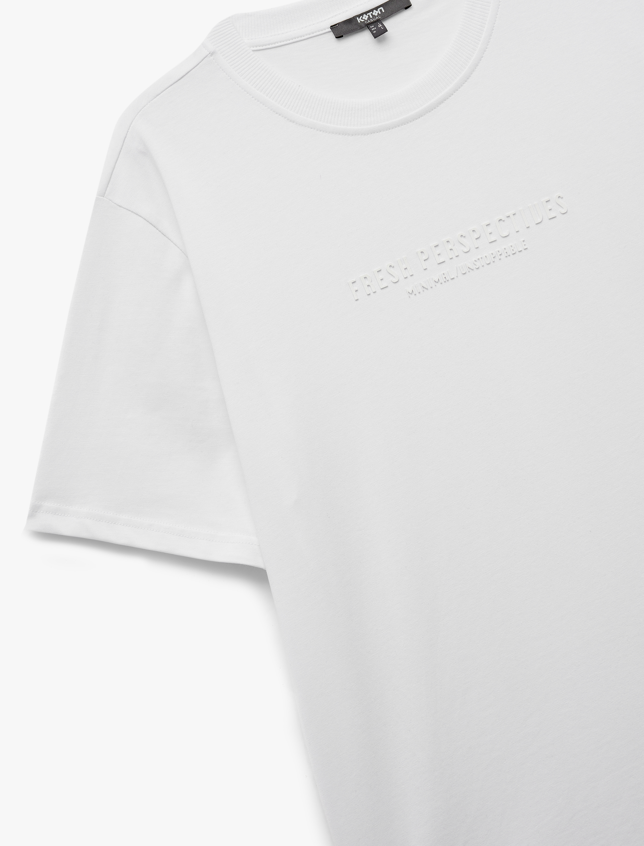   Pamuklu Baskılı Kısa Kollu Bisiklet Yaka Tişört