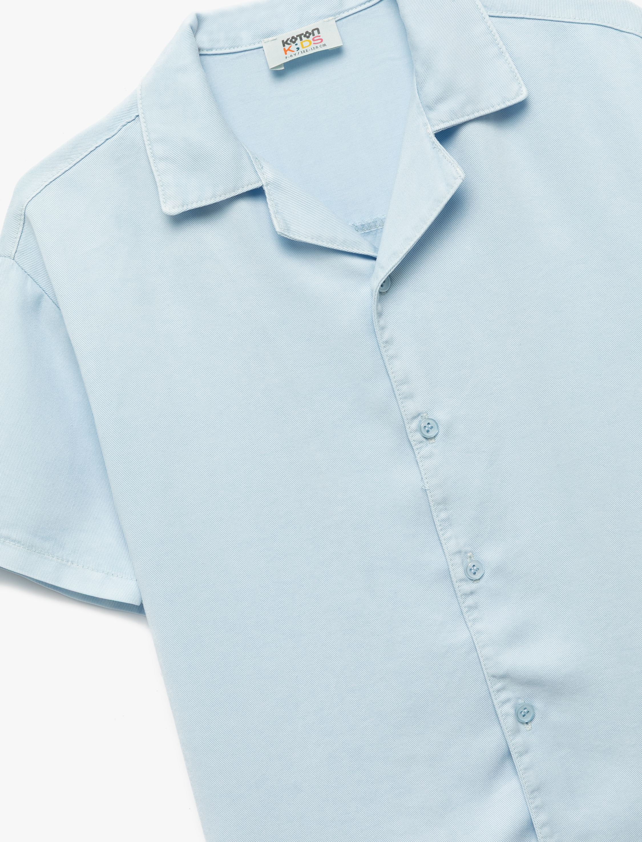  Erkek Çocuk Rahat Kalıp Devrik Yaka Kısa Kollu Gömlek