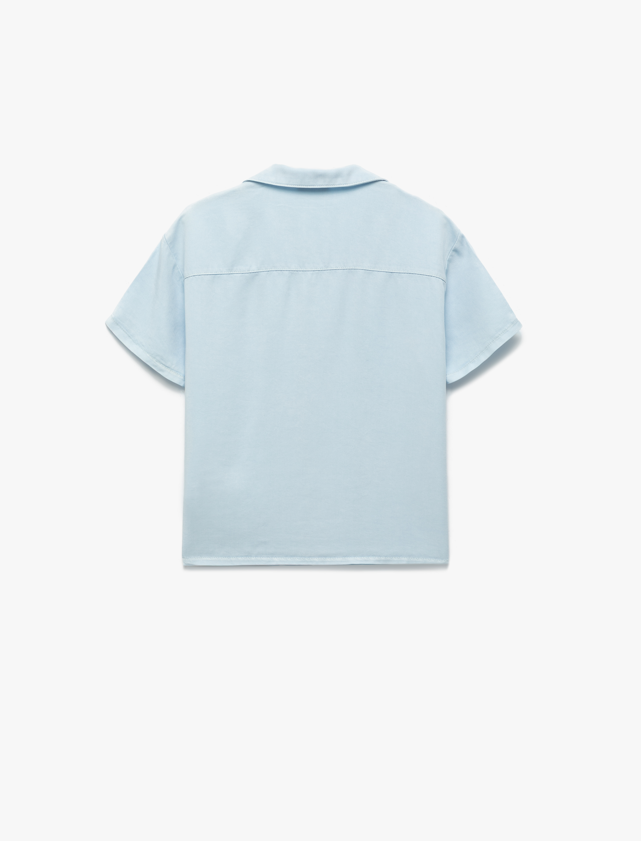  Erkek Çocuk Rahat Kalıp Devrik Yaka Kısa Kollu Gömlek