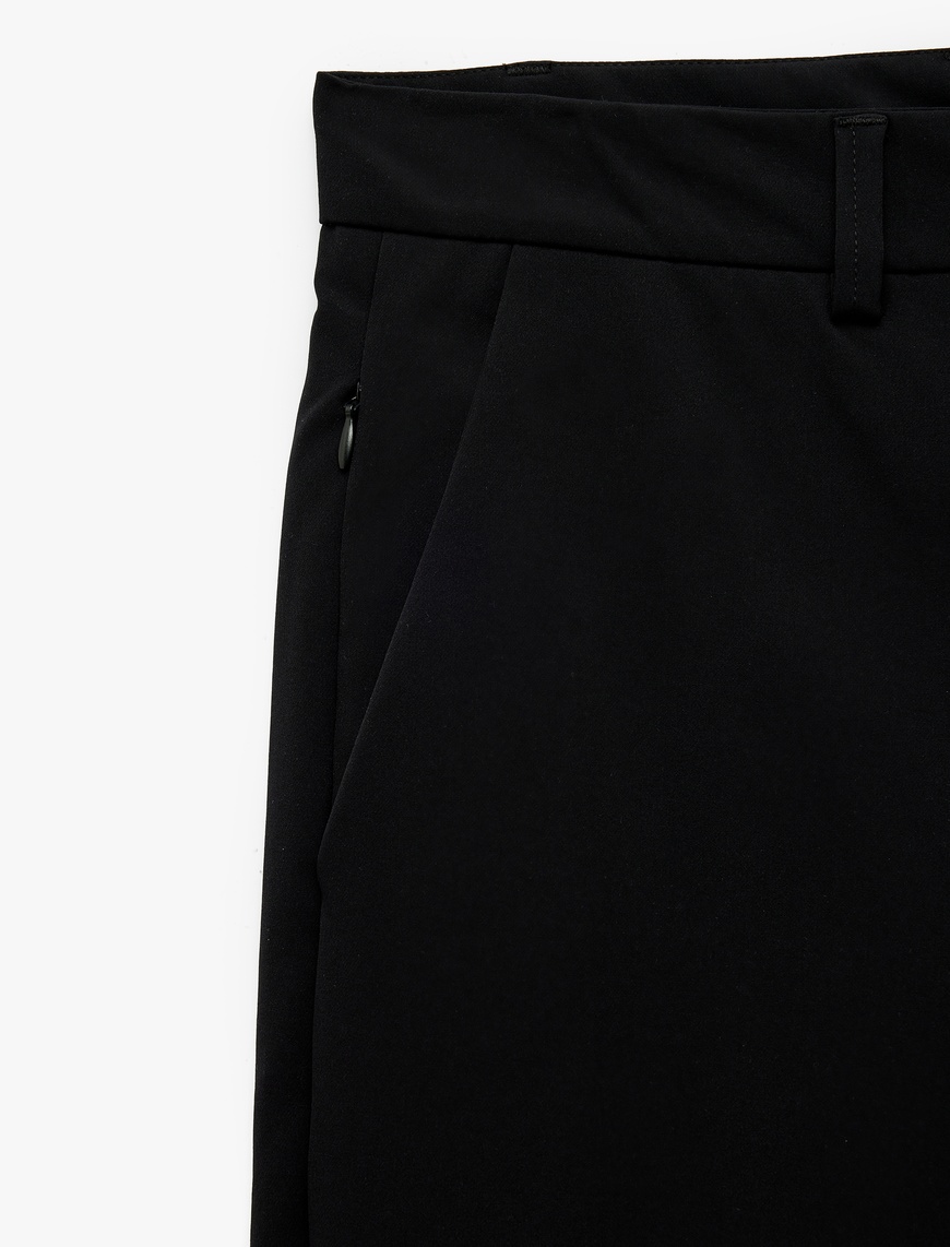   Slim Fit Cep Detaylı Düğmeli Esnek Kumaş Pantolon
