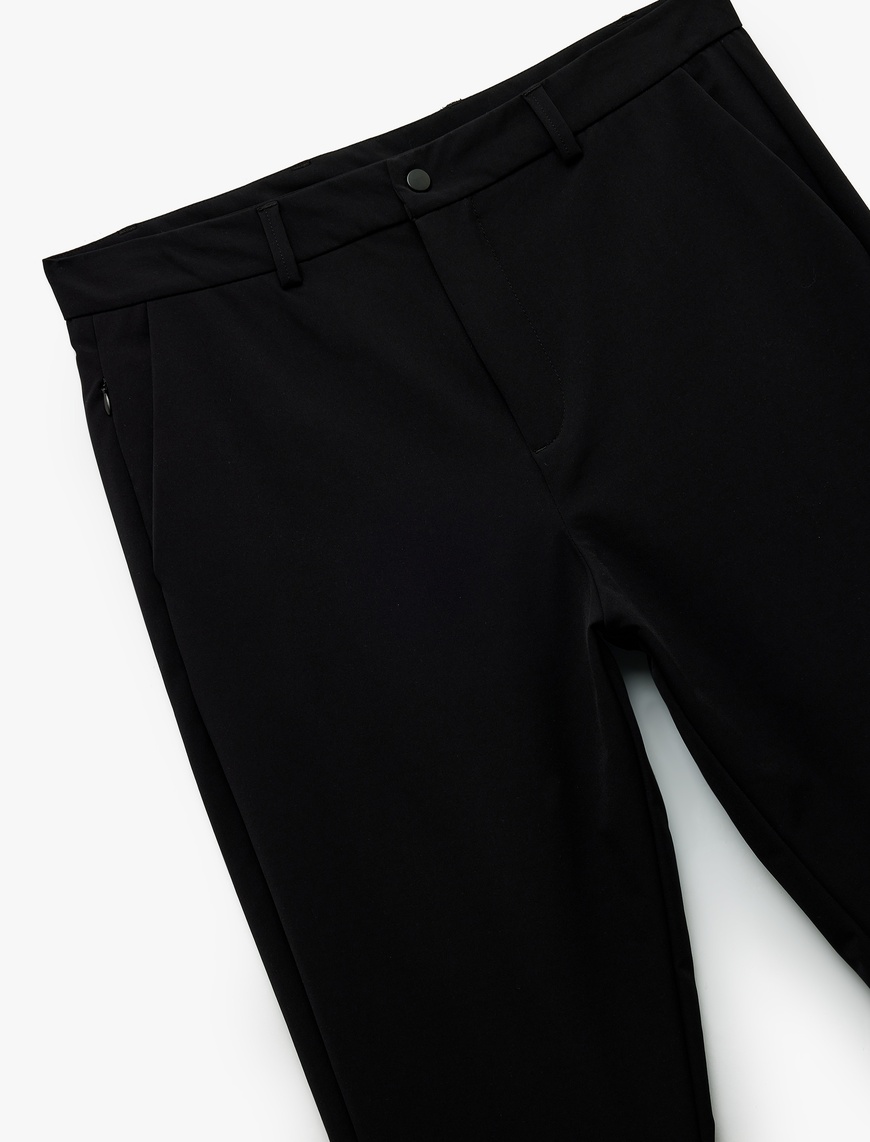   Slim Fit Cep Detaylı Düğmeli Esnek Kumaş Pantolon