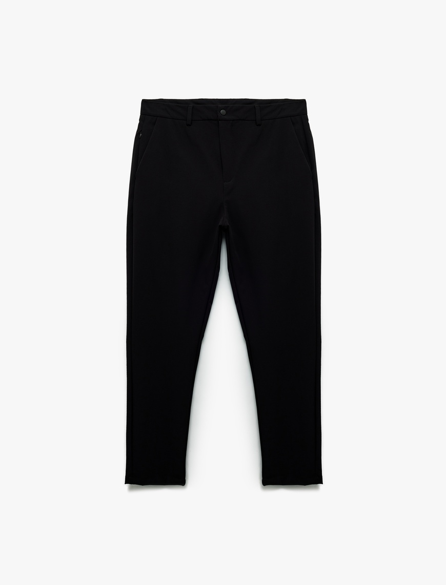   Slim Fit Cep Detaylı Düğmeli Esnek Kumaş Pantolon