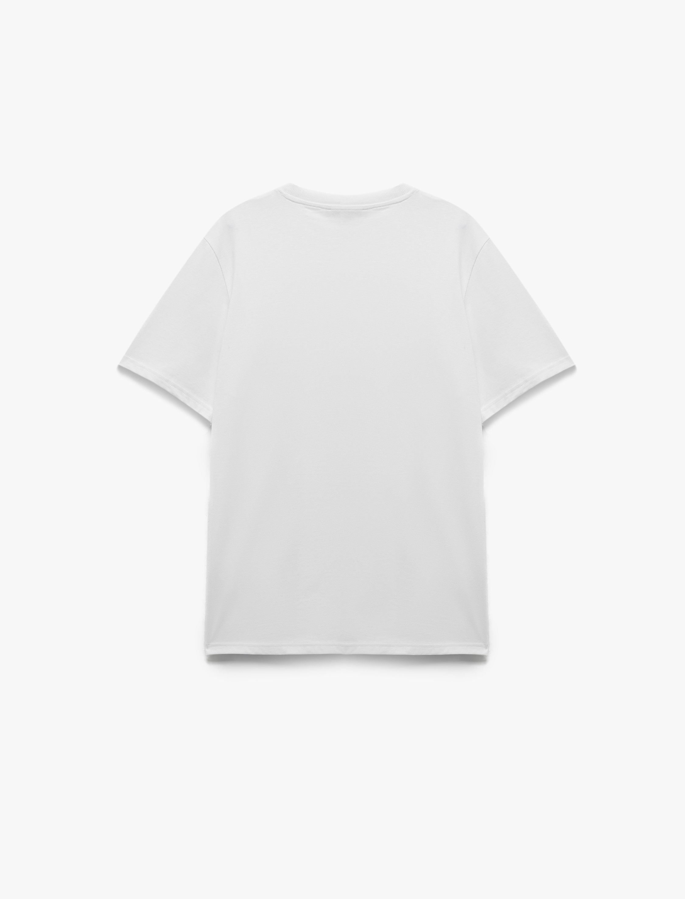   Pamuklu Baskılı Kısa Kollu Bisiklet Yaka Tişört