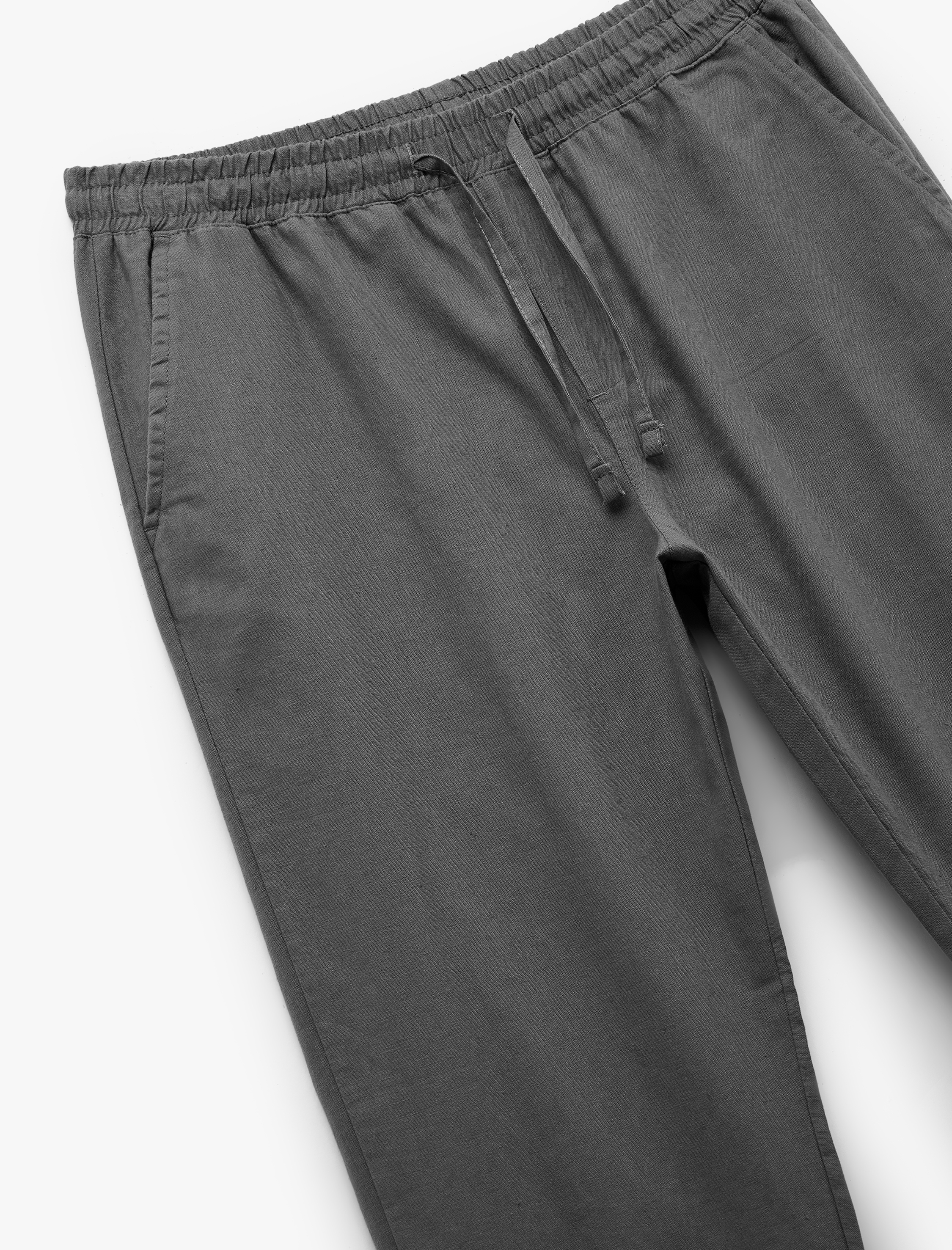   Beli Bağcıklı Cep Detaylı Keten Pamuk Karışımlı Pantolon