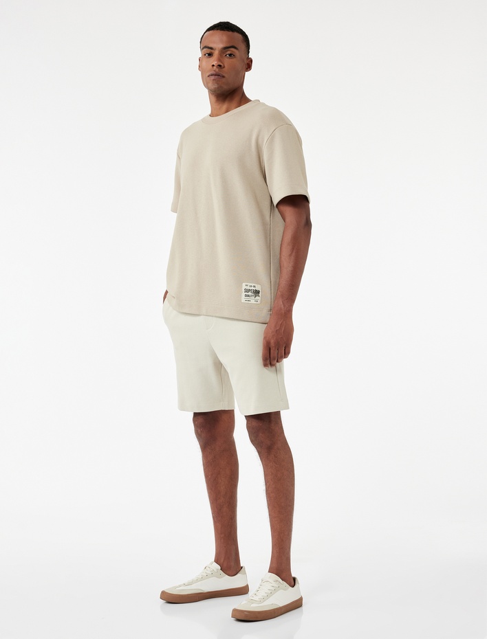  Cepli Beli Bağcıklı Bermuda Şort