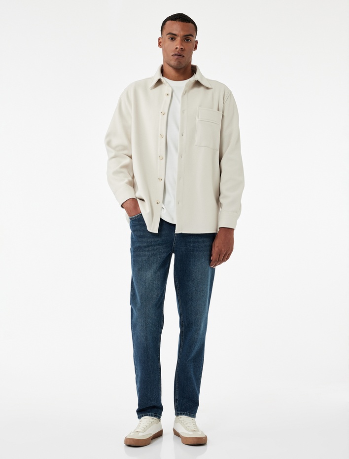  Pamuklu Normal Bel Tapered Fit Jean Pantolon