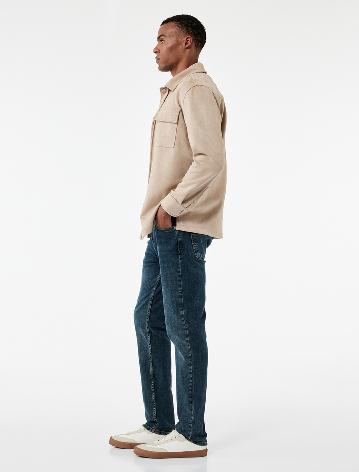  Cepli Normal Bel Pamuklu Slim Fit Jean Pantolon - Brad Jean