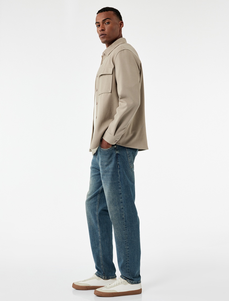   Pamuklu Normal Bel Tapered Fit Jean Pantolon