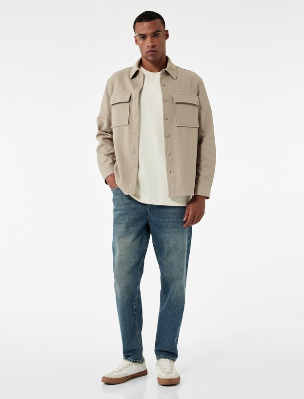 Pamuklu Normal Bel Tapered Fit Jean Pantolon_0