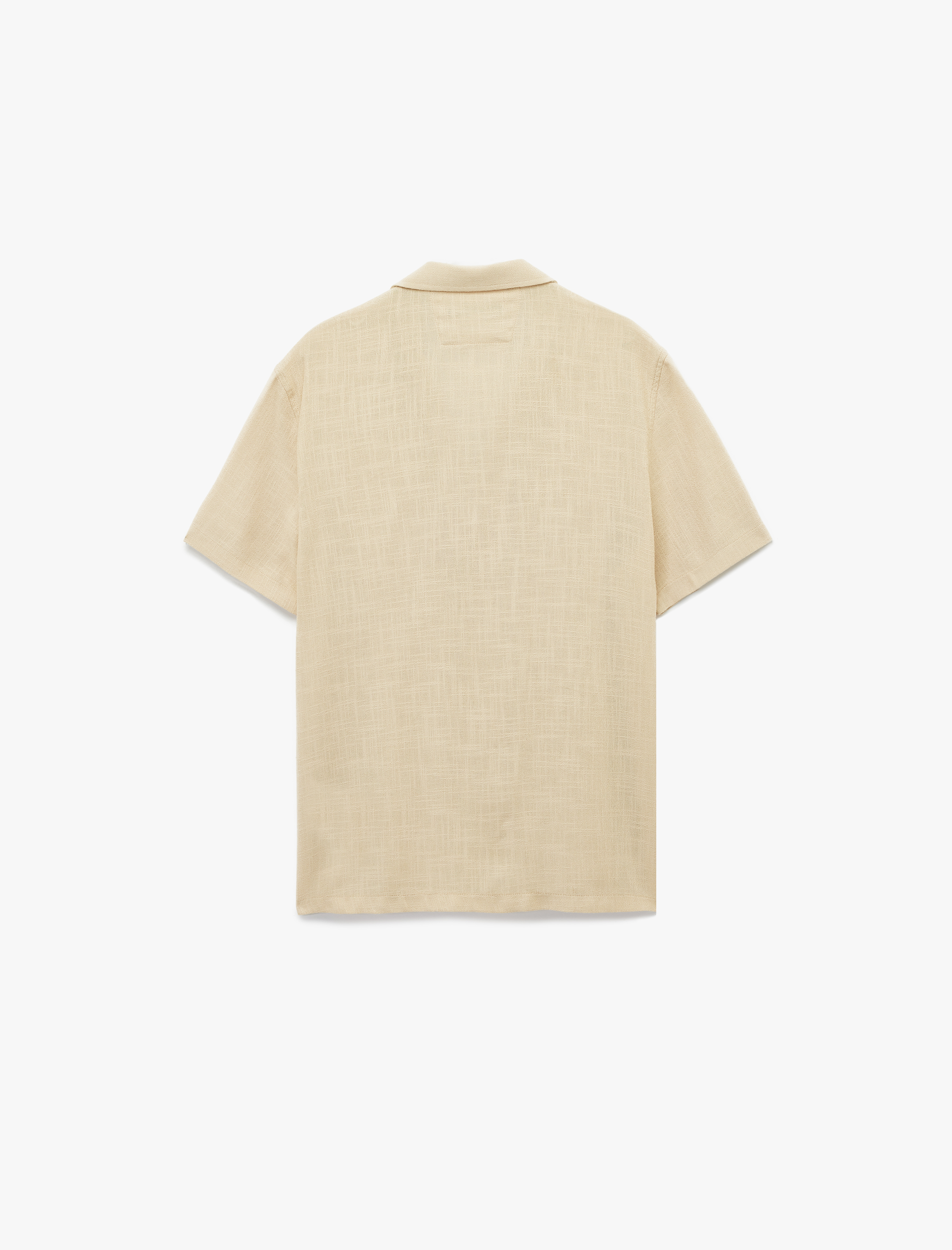 Regular Fit Kısa Kollu Havlu Kumaş Devrik Yaka Pamuklu Gömlek