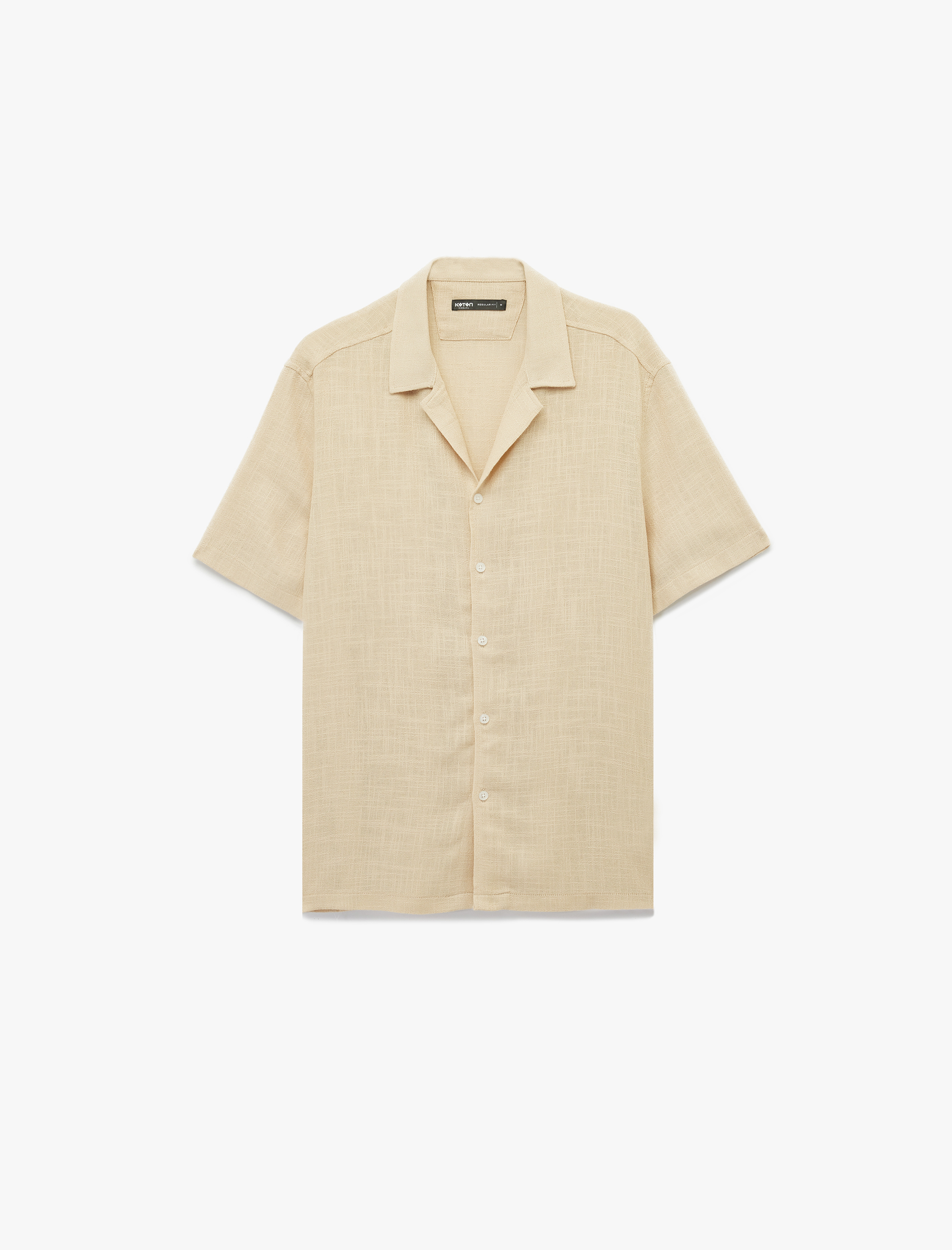 Regular Fit Kısa Kollu Havlu Kumaş Devrik Yaka Pamuklu Gömlek