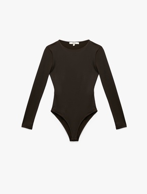 Slim Fit Uzun Kollu Bisiklet Yaka Bodysuit_2