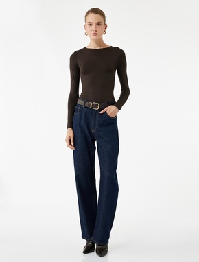 Slim Fit Uzun Kollu Bisiklet Yaka Bodysuit_1