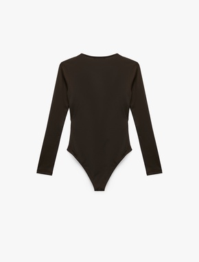 Slim Fit Uzun Kollu Bisiklet Yaka Bodysuit_3