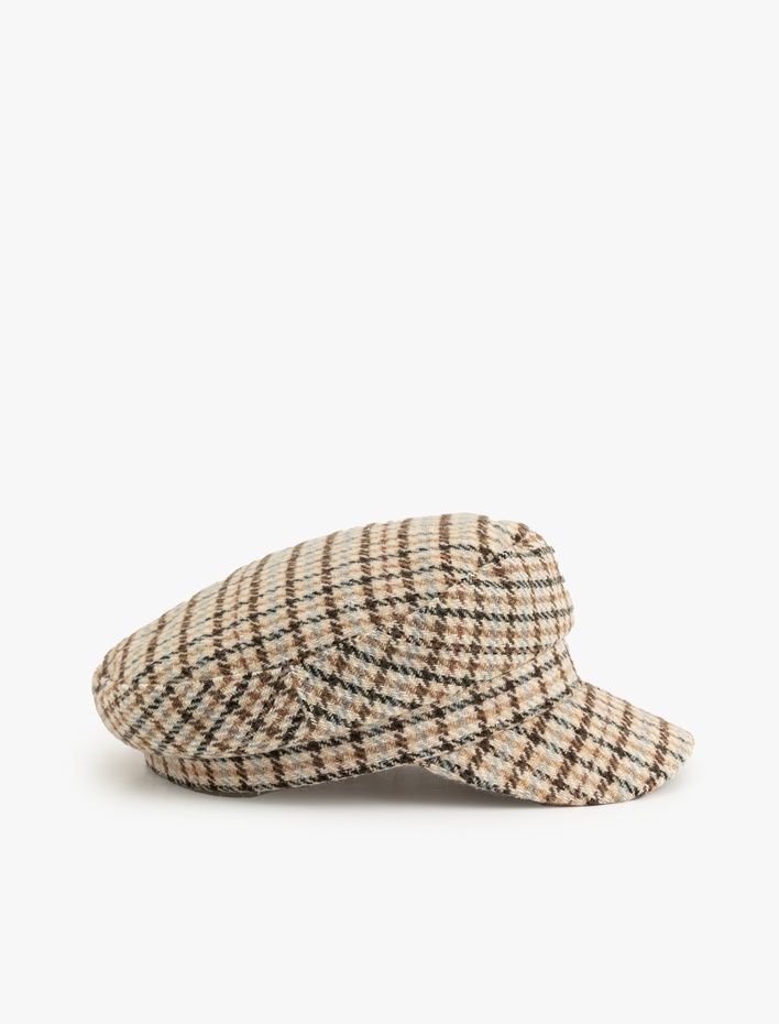 Kadın Ekoseli Kasket Şapka