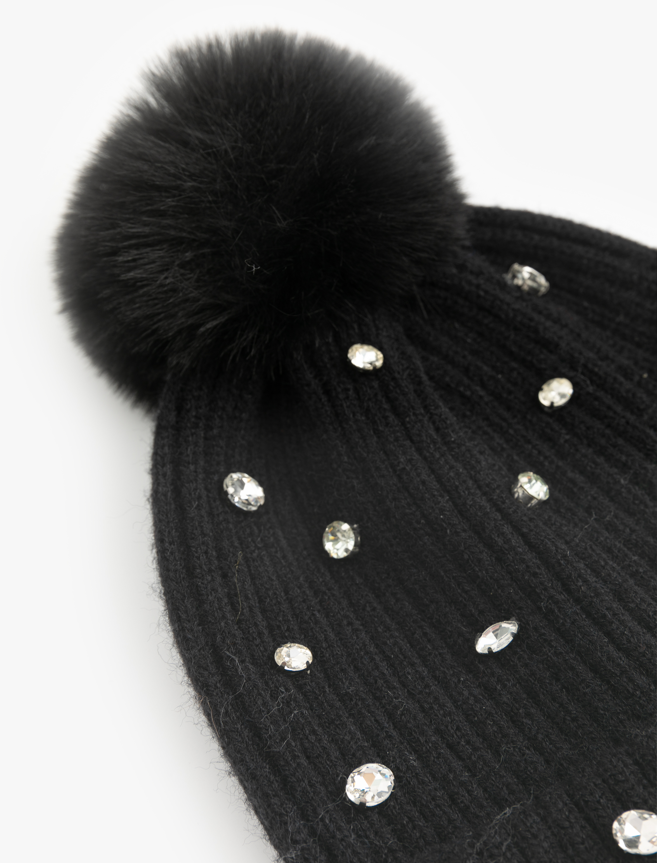  Kadın Suni Peluş Detaylı Taşlı Triko Bere