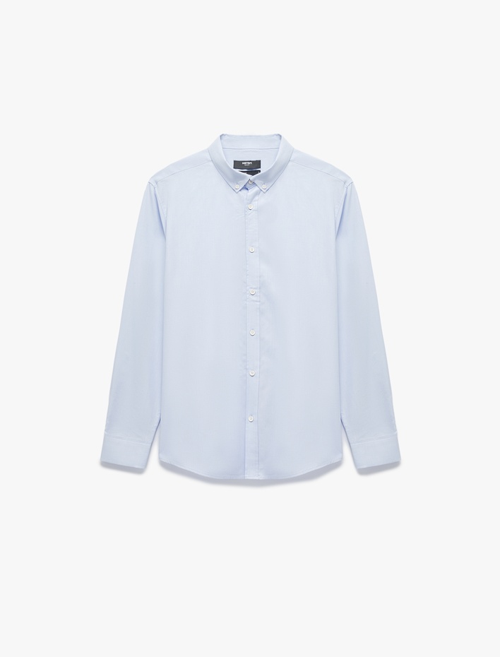  Regular Fit Pamuklu Oxford Uzun Kollu Düğmeli Yaka Gömlek