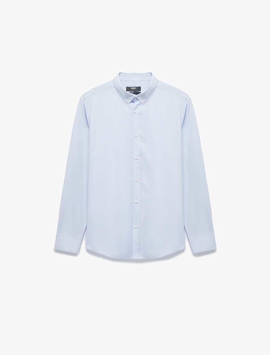   Regular Fit Pamuklu Oxford Uzun Kollu Düğmeli Yaka Gömlek