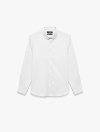 Yarım İtalyan Yaka Uzun Kollu Slim Fit Klasik Gömlek