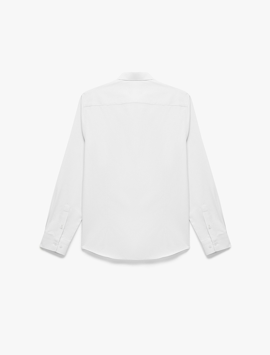  Yarım İtalyan Yaka Uzun Kollu Slim Fit Klasik Gömlek