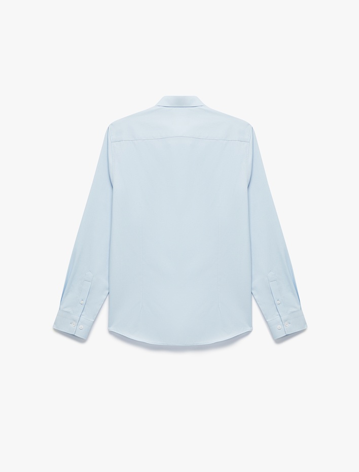  Yarım İtalyan Yaka Uzun Kollu Slim Fit Klasik Gömlek