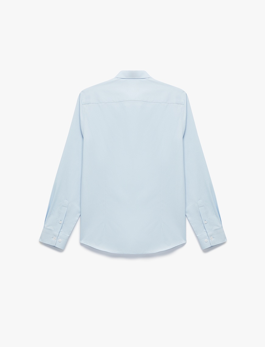   Yarım İtalyan Yaka Uzun Kollu Slim Fit Klasik Gömlek