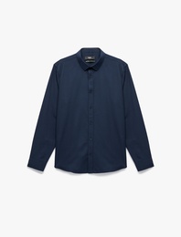 Yarım İtalyan Yaka Uzun Kollu Slim Fit Klasik Gömlek