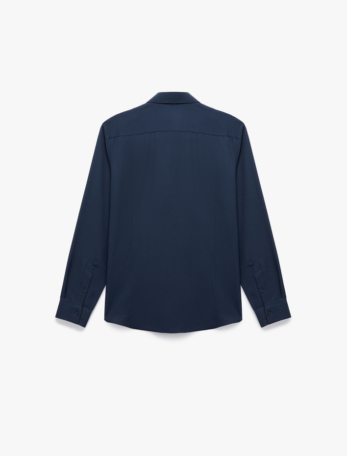  Yarım İtalyan Yaka Uzun Kollu Slim Fit Klasik Gömlek