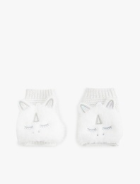 Peluş Detaylı Unicornlu Örgü Eldiven