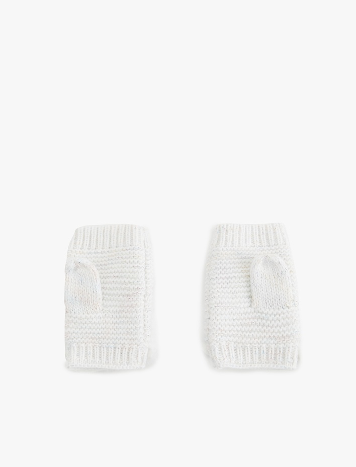 Kız Çocuk Peluş Detaylı Unicornlu Örgü Eldiven