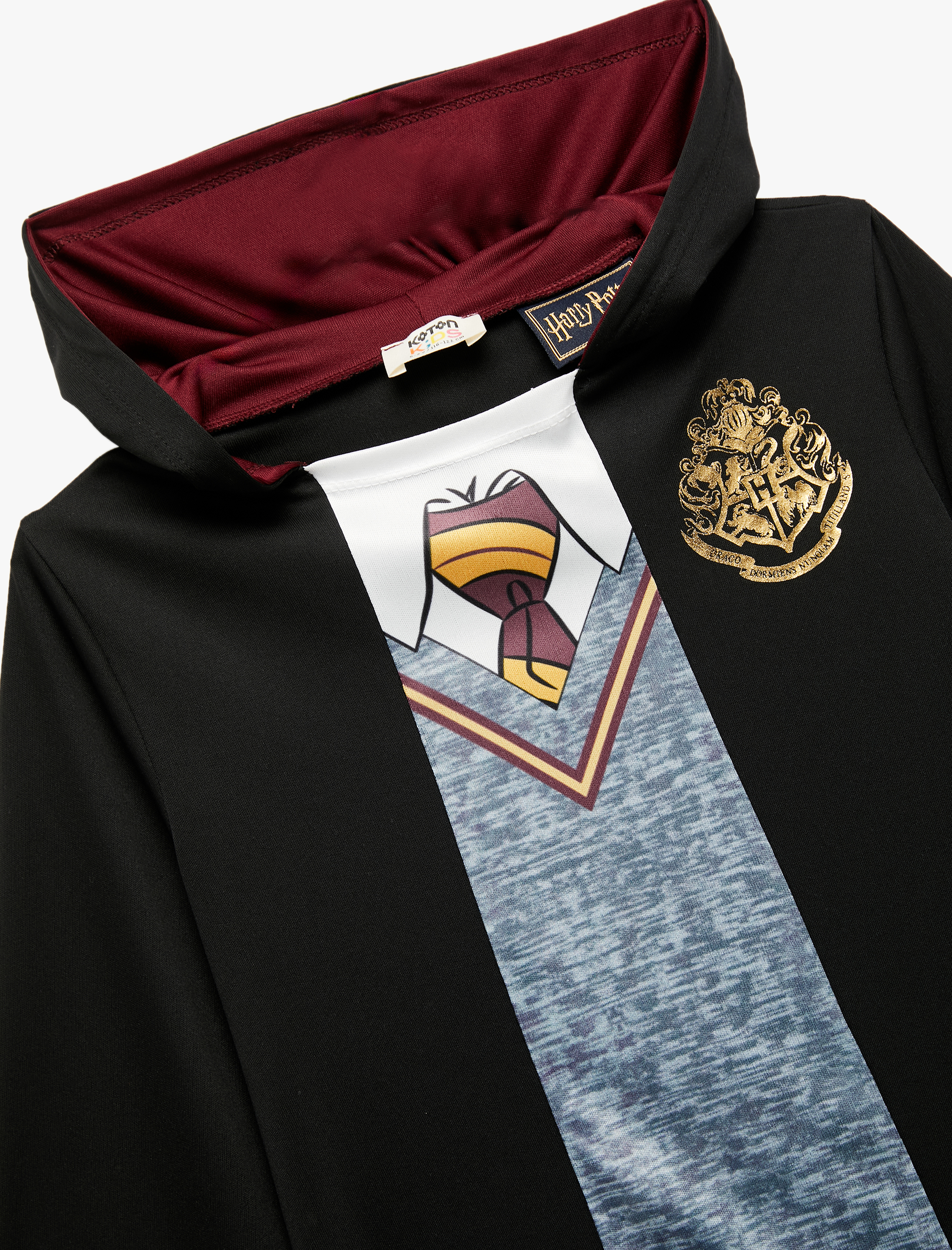  Kız Çocuk Harry Potter Kostüm Elbise Lisanslı Kapşonlu Baskı Detaylı Uzun Kollu