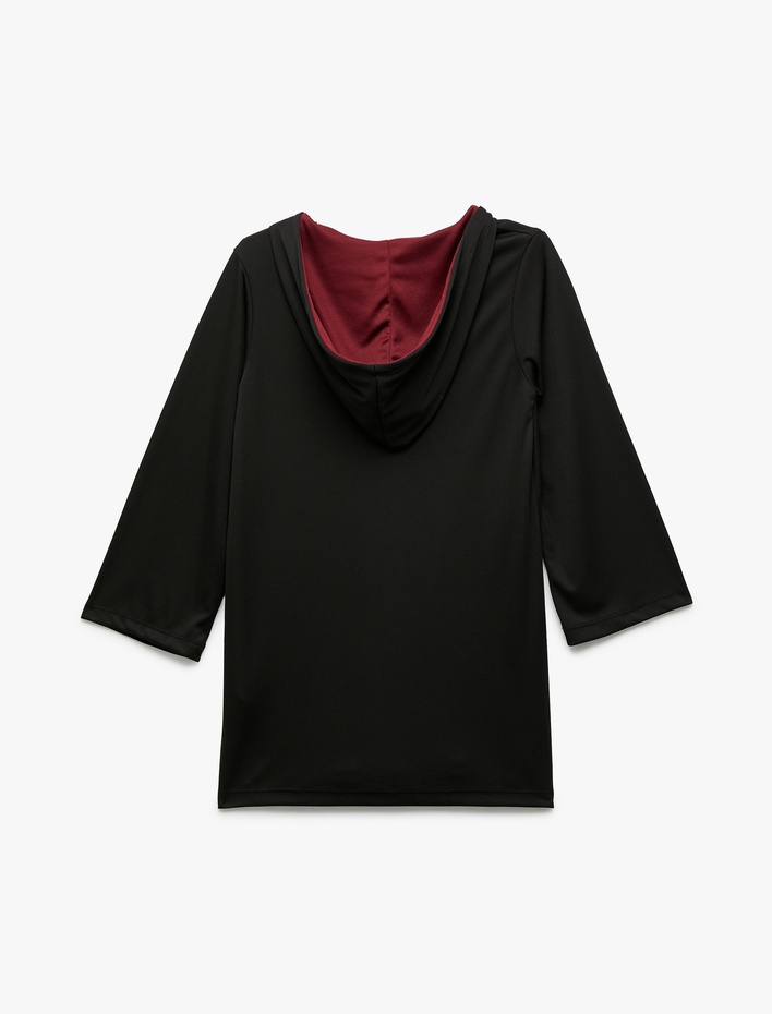 Kız Çocuk Harry Potter Kostüm Elbise Lisanslı Kapşonlu Baskı Detaylı Uzun Kollu