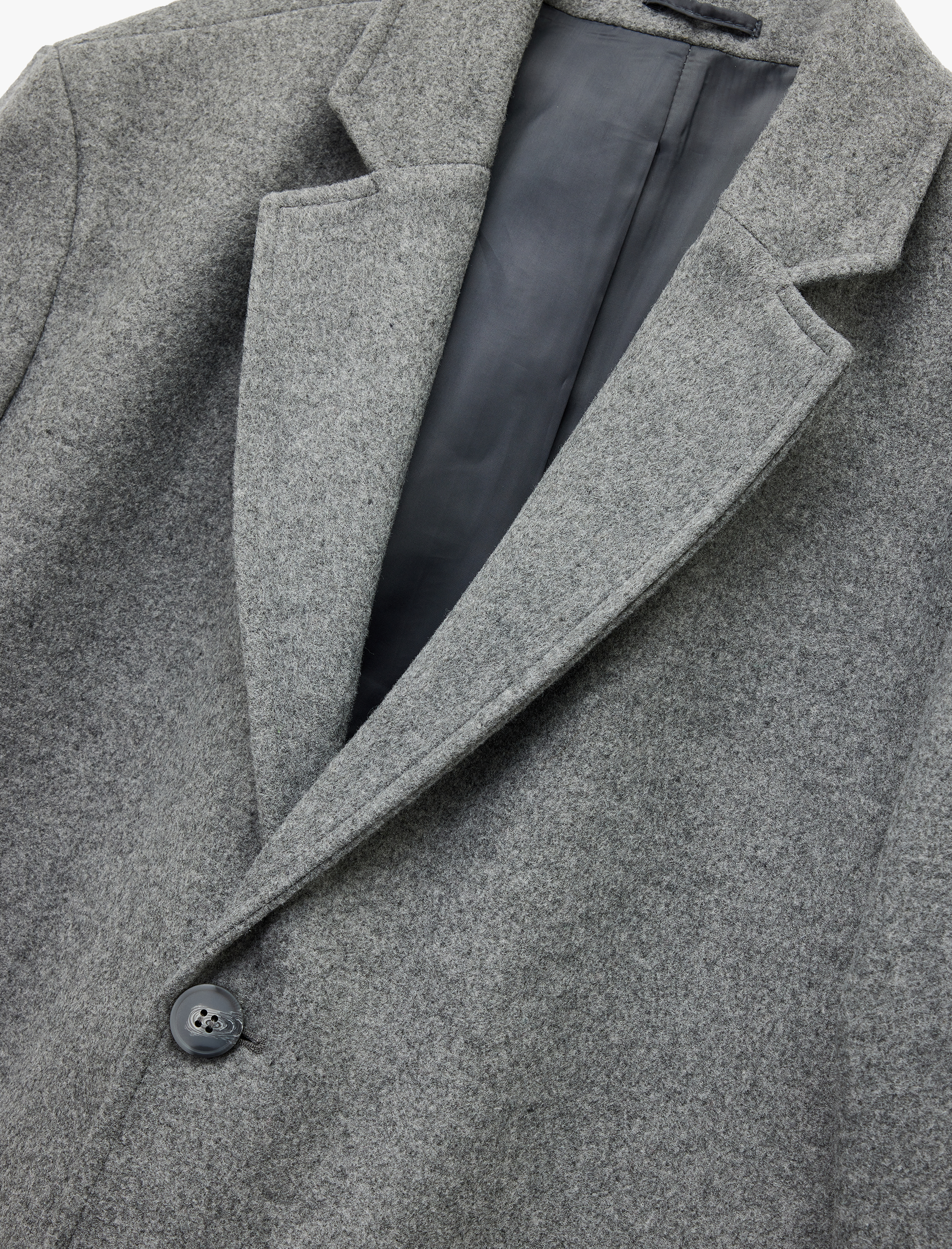   Cep Detaylı Uzun Kollu Düğmeli Dar Kalıp Kruvaze Yaka Kaşe Kaban