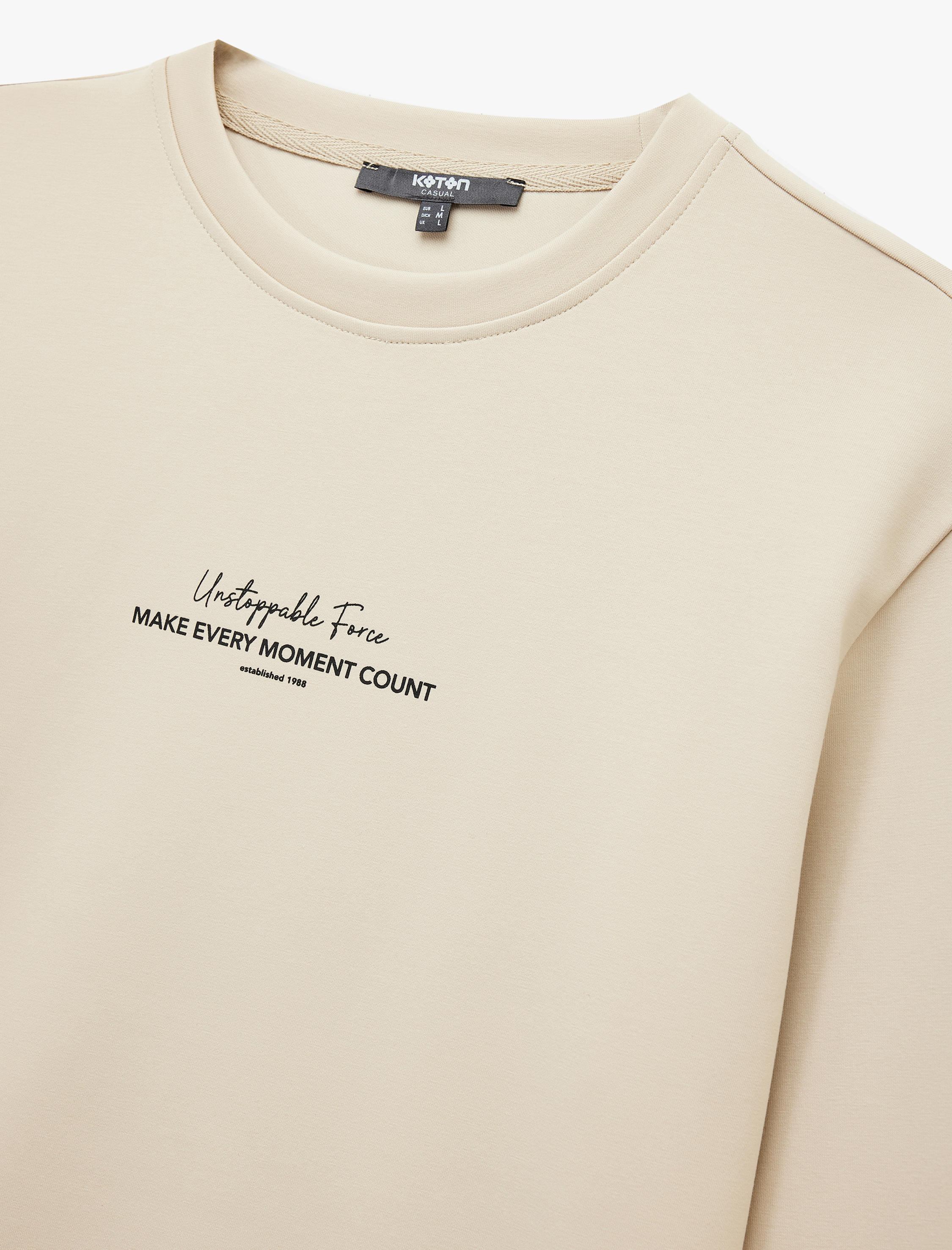   Uzun Kollu Bisiklet Yaka Baskılı Sweatshirt