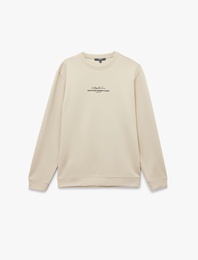 Uzun Kollu Bisiklet Yaka Baskılı Sweatshirt