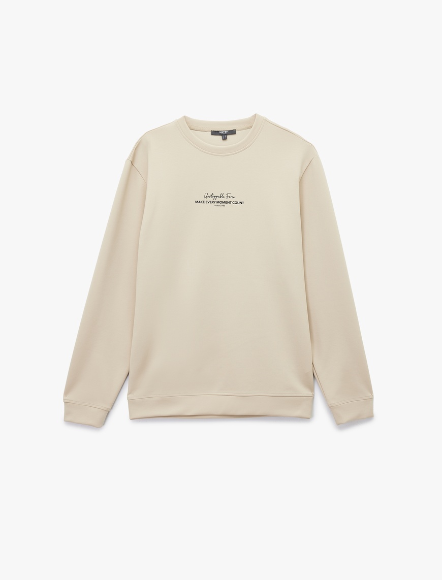   Uzun Kollu Bisiklet Yaka Baskılı Sweatshirt