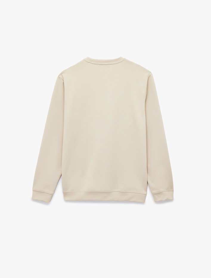  Uzun Kollu Bisiklet Yaka Baskılı Sweatshirt