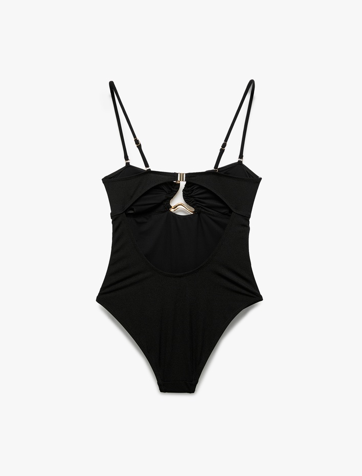  Metal Aksesuar Detaylı Straplez Mayo