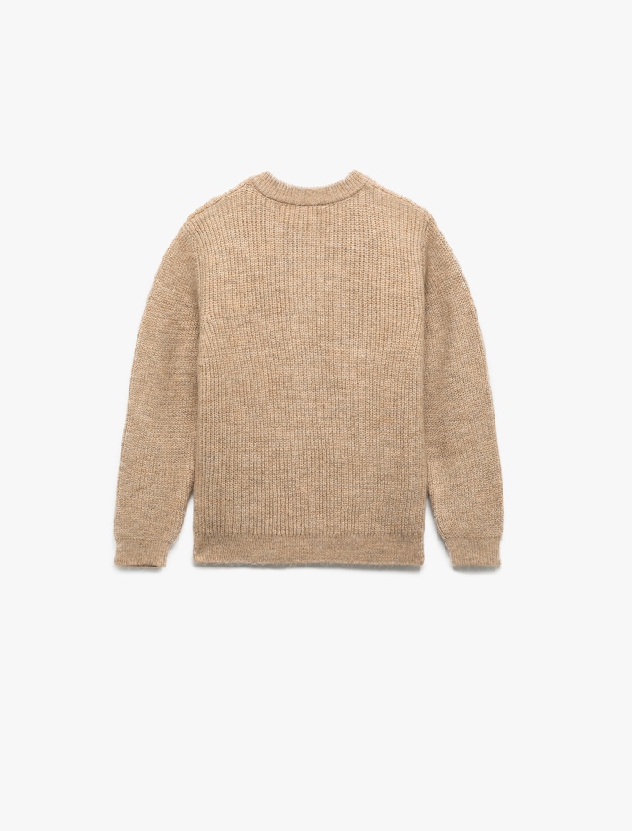 Kız Çocuk Düğmeli Uzun Kollu Yuvarlak Yaka Basic Triko Hırka