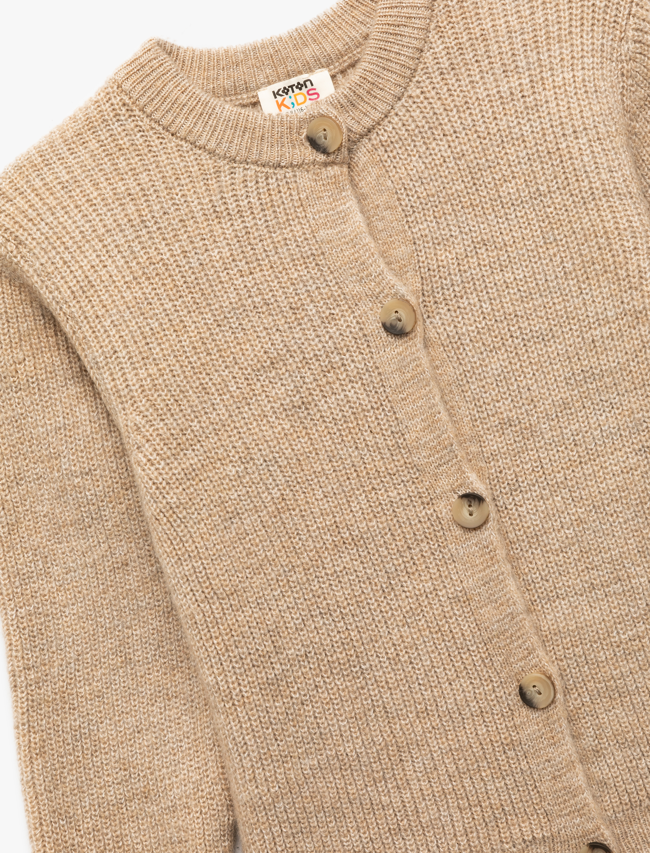  Kız Çocuk Düğmeli Uzun Kollu Yuvarlak Yaka Basic Triko Hırka