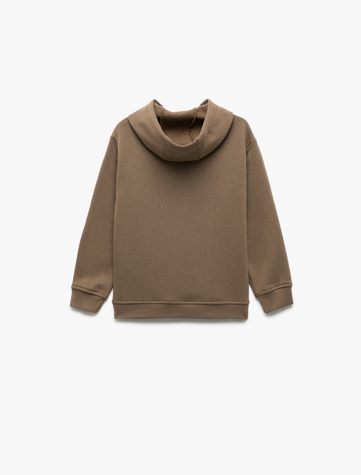 Erkek Çocuk Oversize Şardonlu Uzun Kollu Basic Kapşonlu Sweatshirt