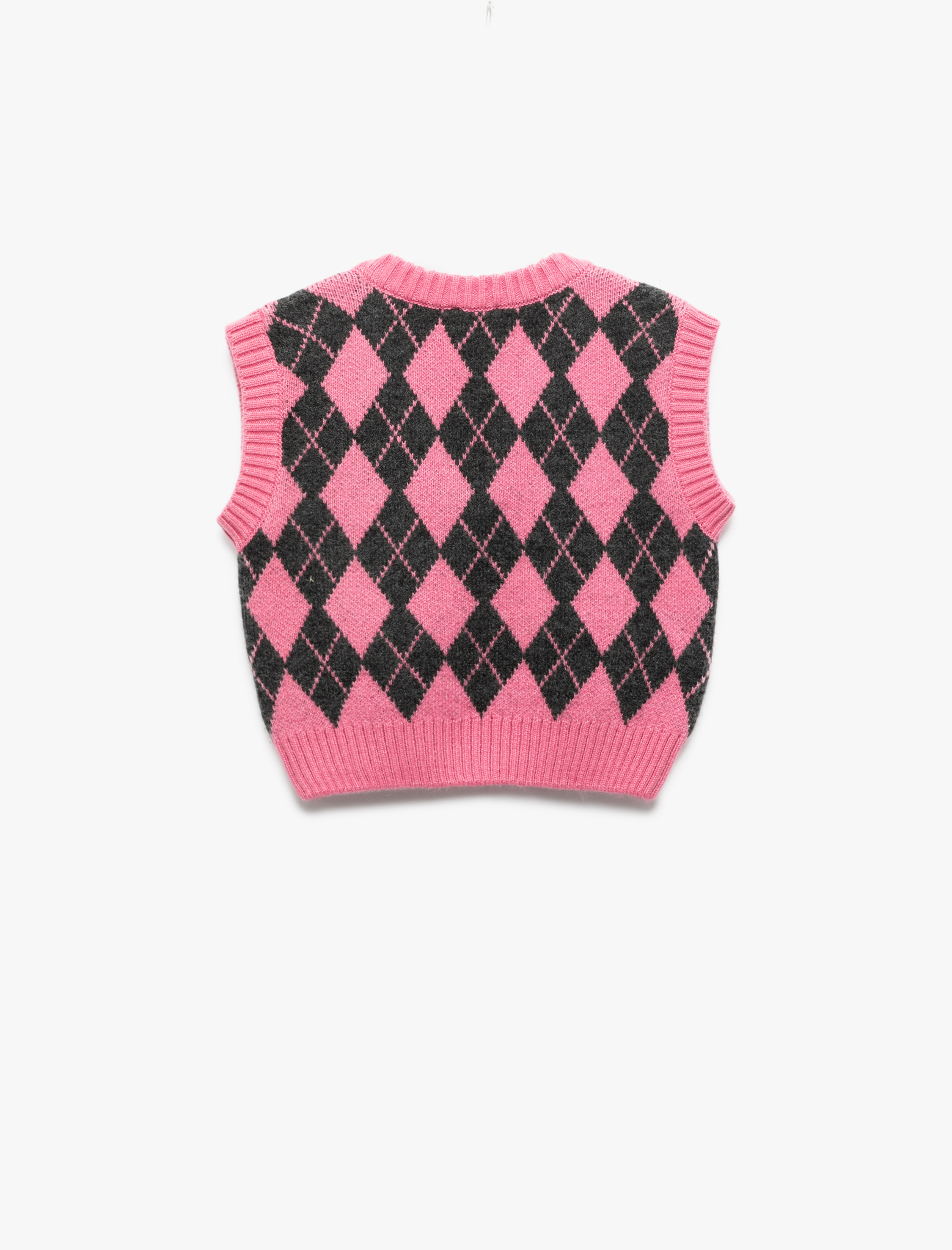  Kız Çocuk Baklava Desenli V Yaka Yumuşak Dokulu Süveter