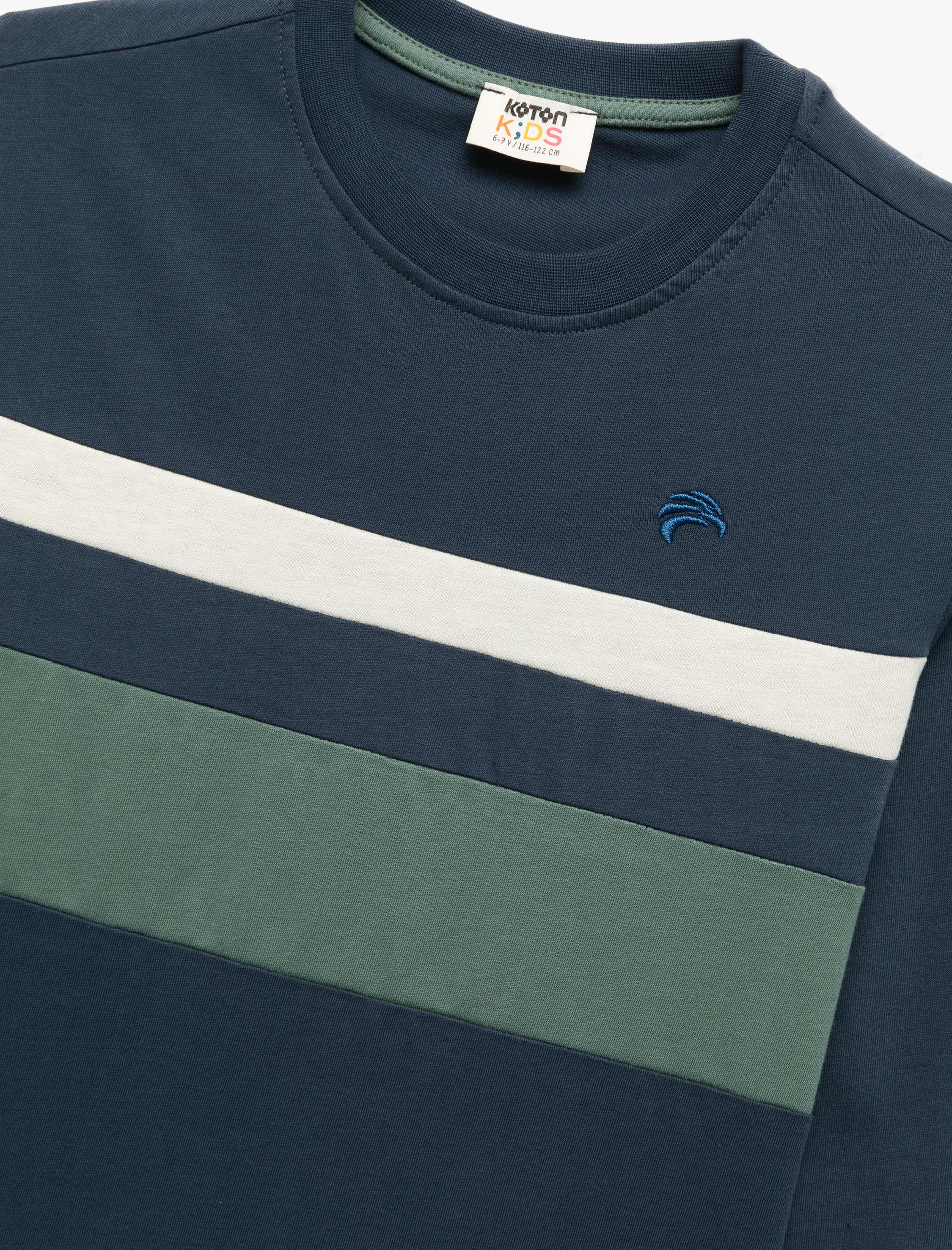  Erkek Çocuk Pamuklu Yuvarlak Yaka Uzun Kollu Çizgili Sweatshirt