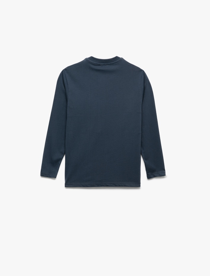 Erkek Çocuk Pamuklu Yuvarlak Yaka Uzun Kollu Çizgili Sweatshirt