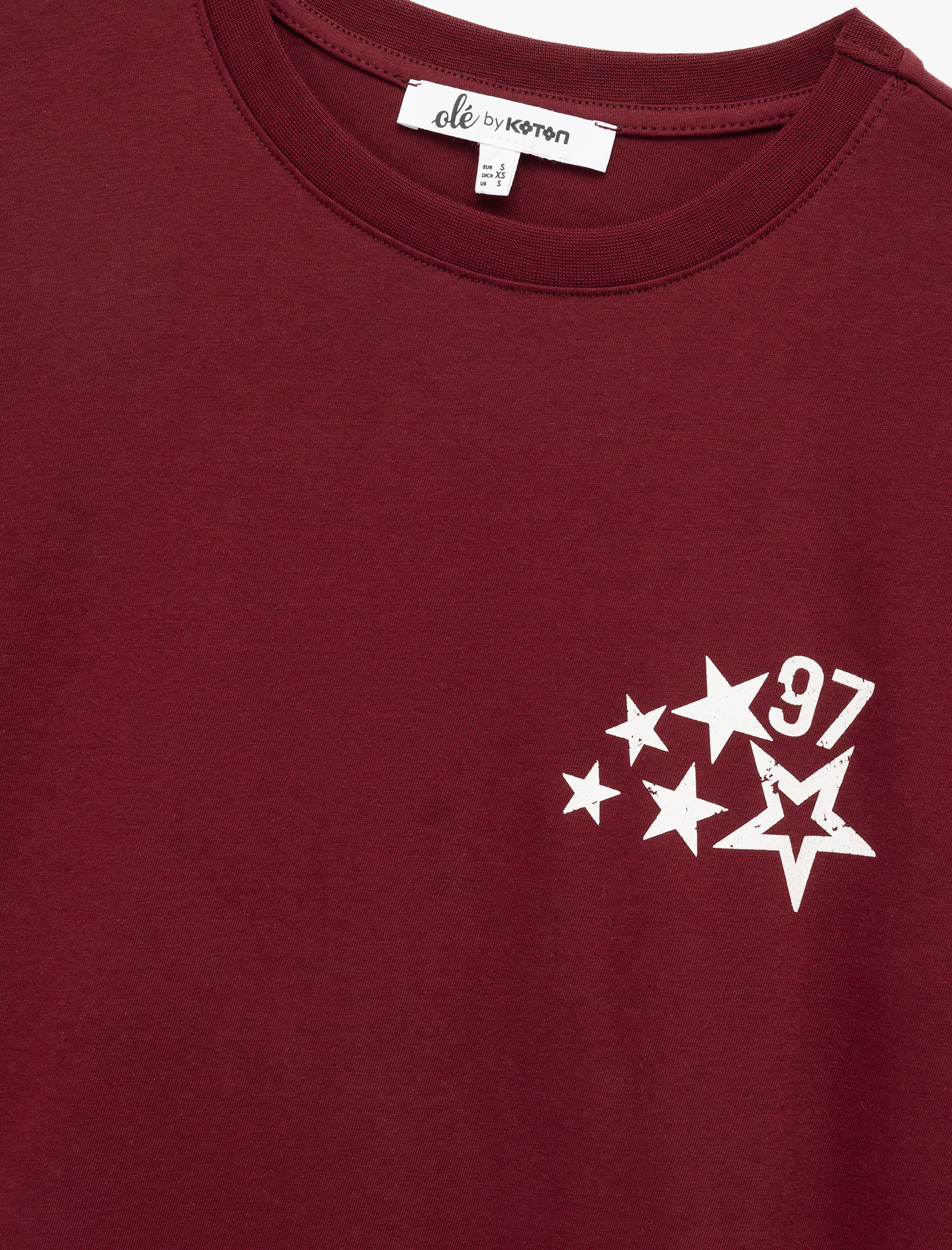   Kısa Kollu Bisiklet Yaka Arkası Baskılı Pamuklu Tişört