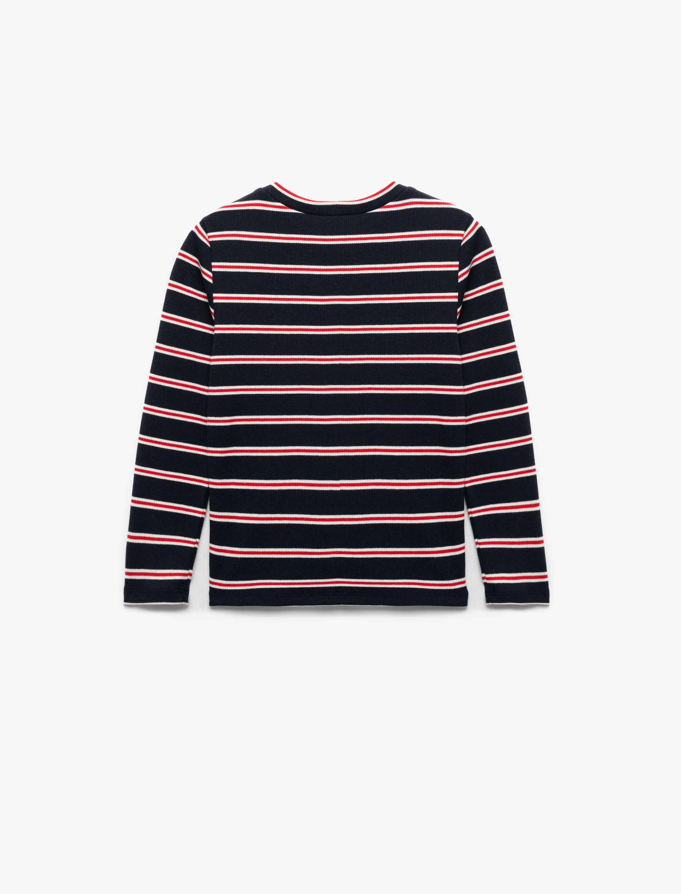  Kız Çocuk Uzun Kollu Bisiklet Yaka Çizgili Tişört