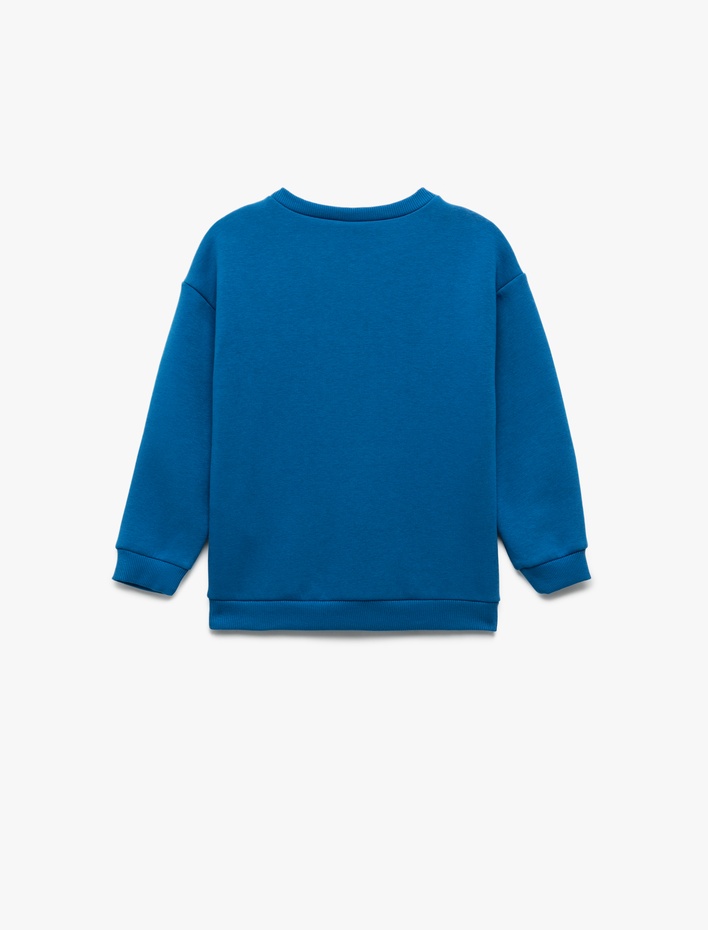 Erkek Bebek Bisiklet Yaka Uzun Kollu Pamuklu Yılbaşı Baskılı Sweatshirt