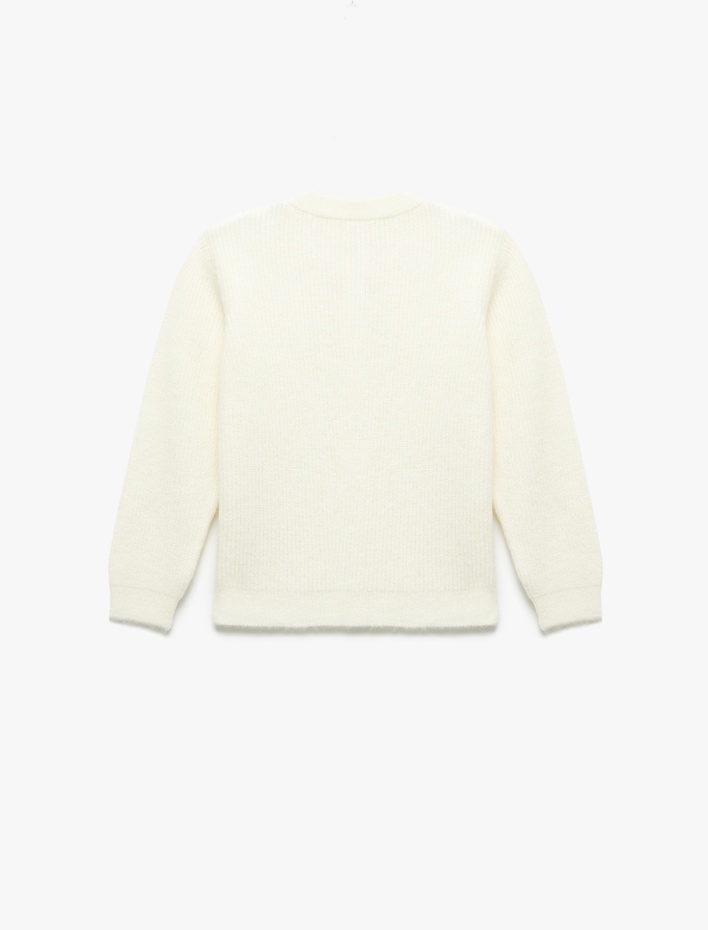 Kız Çocuk Düğmeli Uzun Kollu Yuvarlak Yaka Basic Triko Hırka